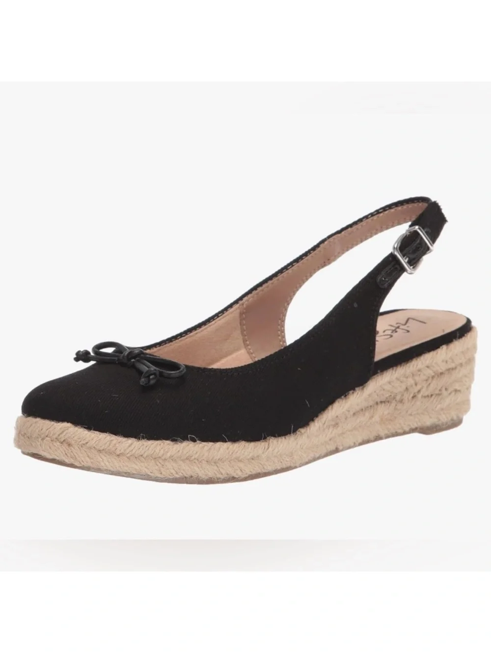 Life Stride Black Slingback Espadrille Wedges closed toe Keepsake comfort 9.5 W